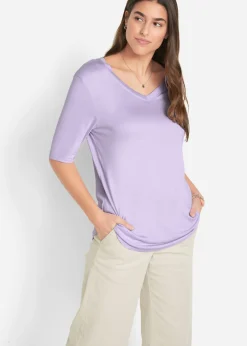 bonprix bonprix Básicos|Camisetas>Camiseta larga de viscosa suave (2 unidades) lila claro+salvia
