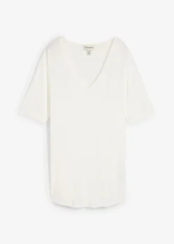 bonprix bonprix Básicos|Camisetas>Camiseta larga de viscosa suave Blanco lana