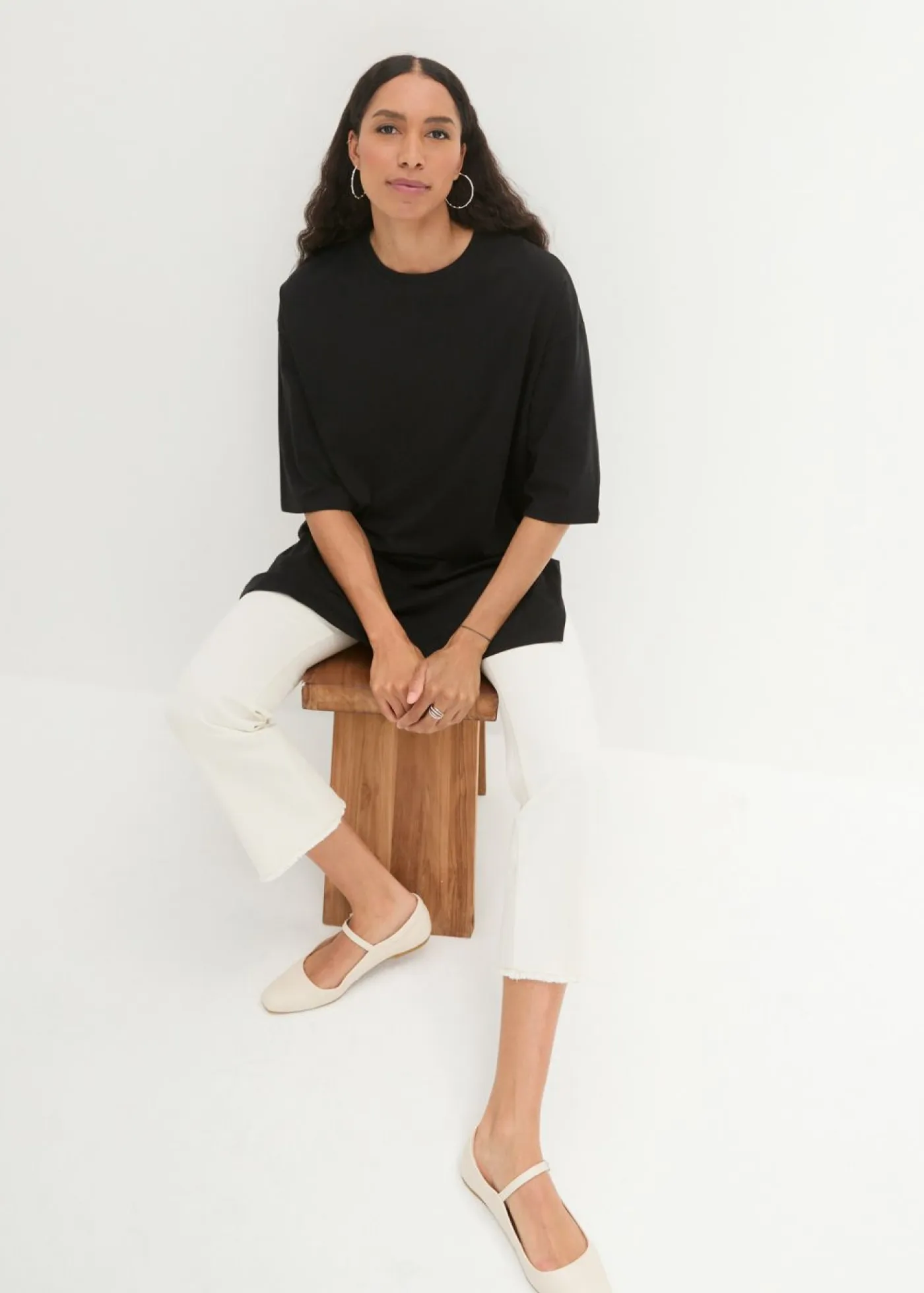 Mujer bonprix bonprix Camiseta larga holgada de algodón orgánico puro