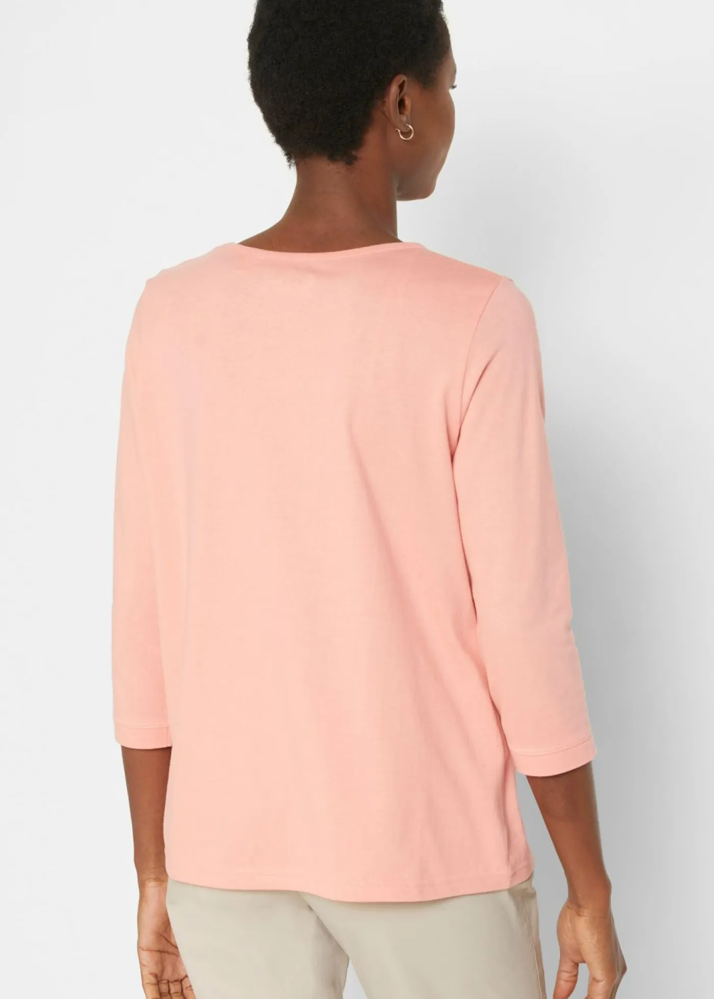 bonprix bonprix Básicos|Camisetas>Camiseta larga (5 unidades) verde eucalipto+melocotón+azul ahumado+blanco+negro