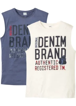 bonprix bonprix Ropa De Playa|Camisetas Y Polos>Camiseta nadadora de algodón puro (2 unidades) índigo + crema suave