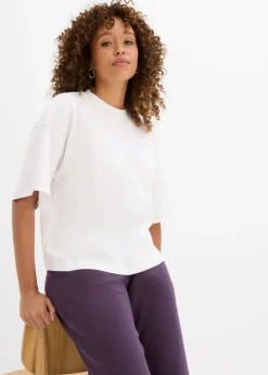 Mujer bonprix bonprix Camiseta oversize, corta, de algodón orgánico puro y pesado