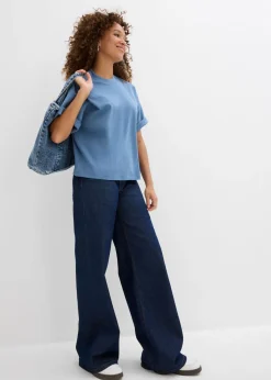 Mujer bonprix bonprix Camiseta oversize, corta, de algodón orgánico puro y pesado