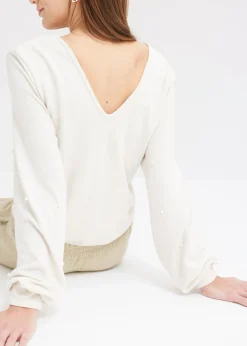 Mujer bonprix bonprix Camiseta polar con perlas