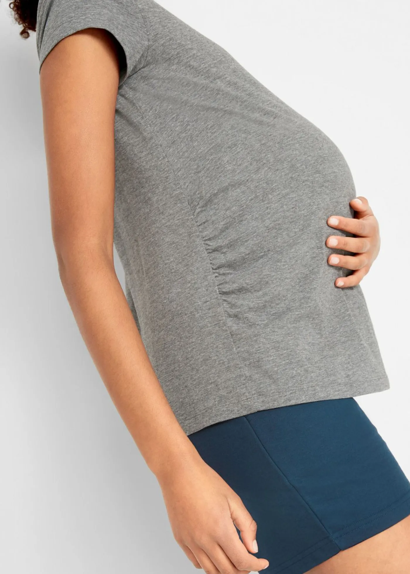 bonprix bonprix Premamá>Camiseta premamá básica de algodón orgánico (2 unidades) Azul marino + gris jaspeado