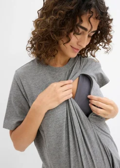 Mujer bonprix bonprix Camiseta premamá de algodón orgánico con una discreta función de lactancia