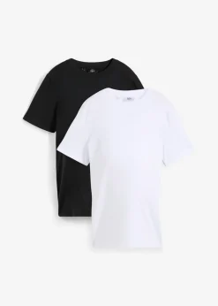bonprix bonprix Premamá>Camiseta premamá de algodón orgánico (2 unidades) Negro-blanco