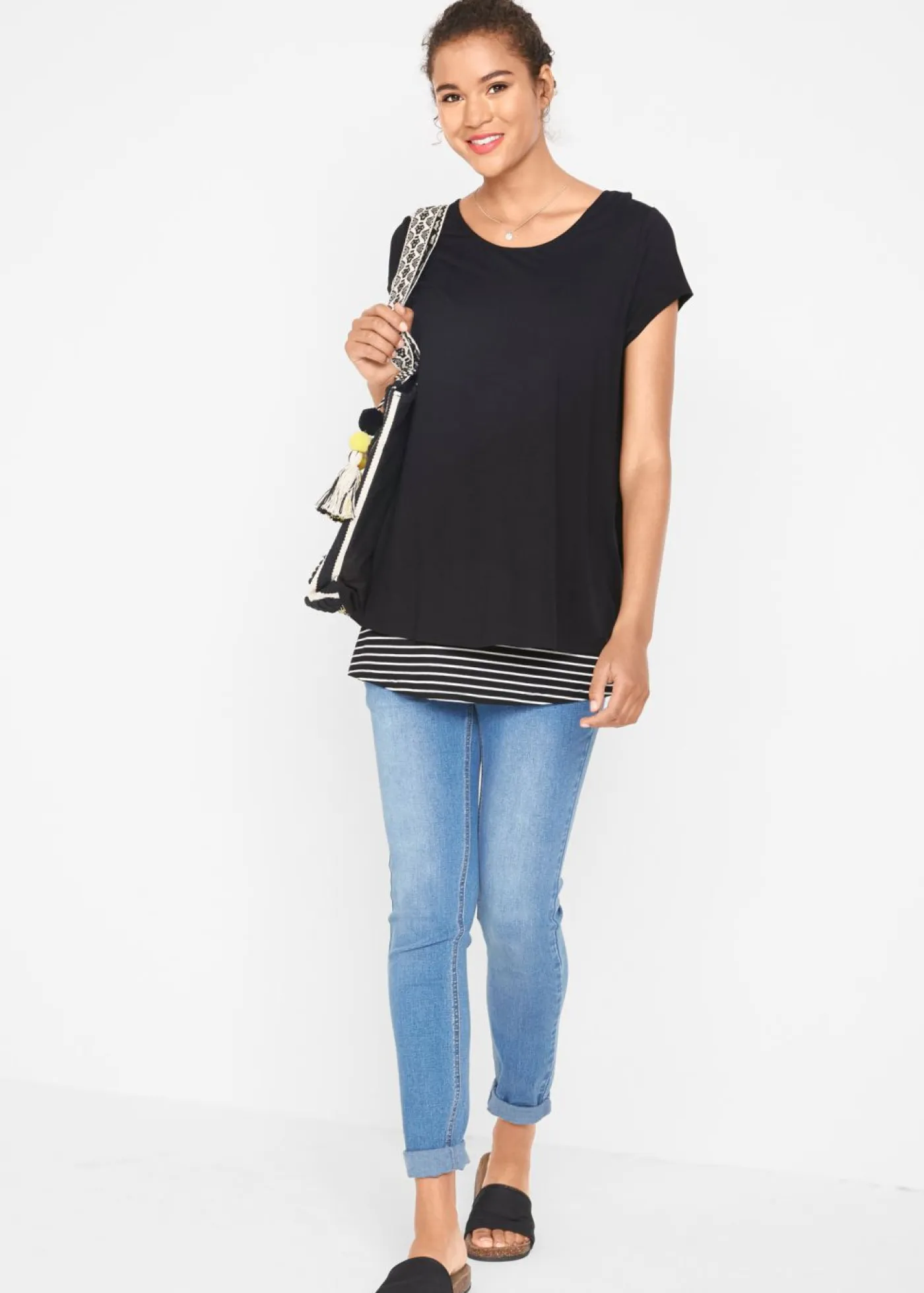 Mujer bonprix bonprix Camiseta premamá y de lactancia 2 en 1 de viscosa