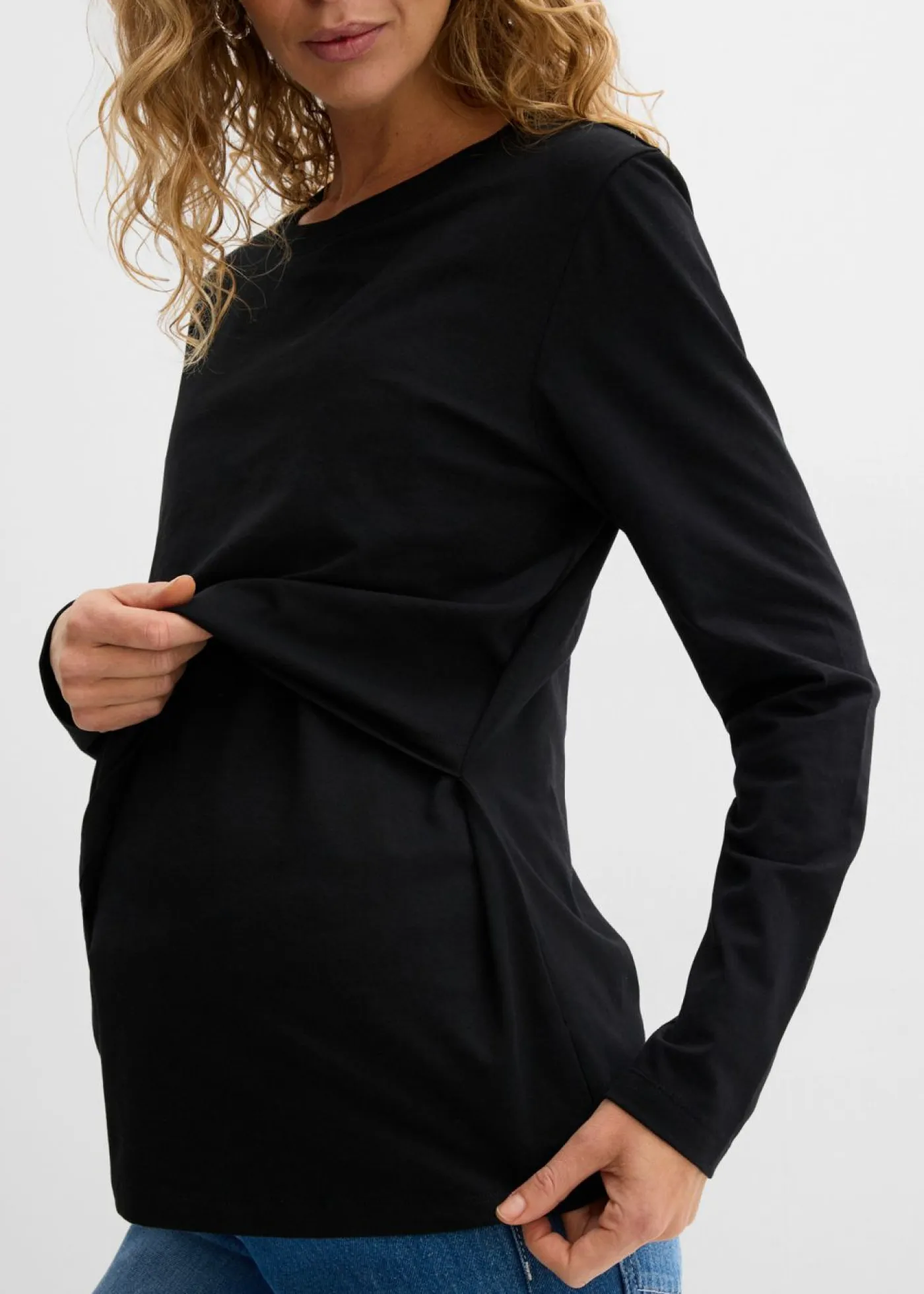 bonprix bonprix Premamá>Camiseta premamá y de lactancia 2 en 1 de algodón orgánico Negro