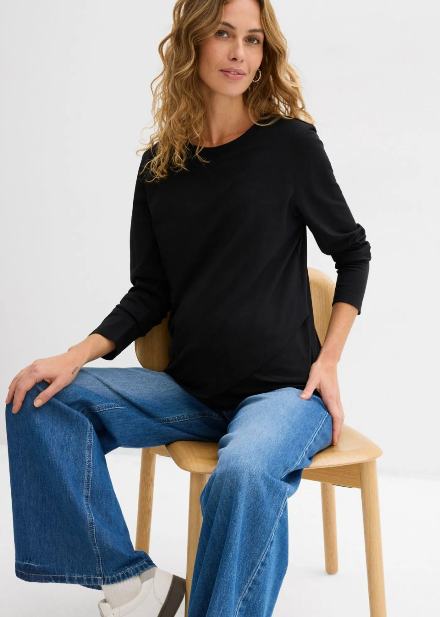 bonprix bonprix Premamá>Camiseta premamá y de lactancia 2 en 1 de algodón orgánico Negro