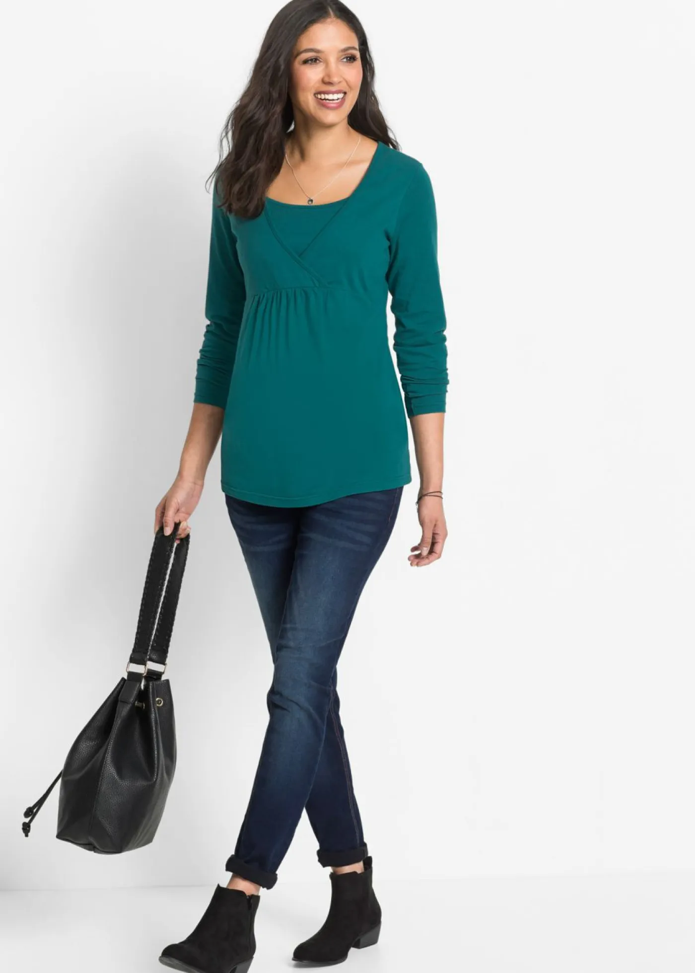 bonprix bonprix Premamá>Camiseta premamá/de lactancia 2 en 1 Azul petróleo