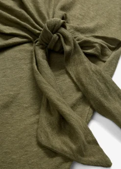 bonprix bonprix Premium|Camisetas>Camiseta sin mangas de lino puro Verde oliva oscuro