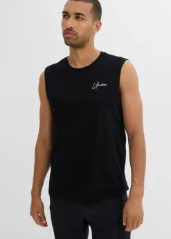 bonprix bonprix Camisetas Y Polos>Camiseta sin mangas (2 unidades) de algodón orgánico puro con corte holgado Negro+blanco