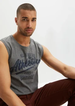 bonprix bonprix Camisetas Y Polos>Camiseta sin mangas (2 unidades) de algodón puro azul marino+gris jaspeado