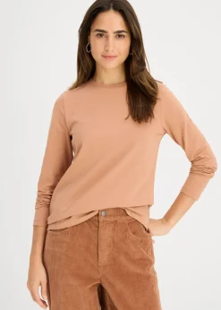 bonprix bonprix Básicos|Camisetas>Camiseta slim fit con algodón orgánico puro (2 unidades) Batido de chocolate/verde oliva