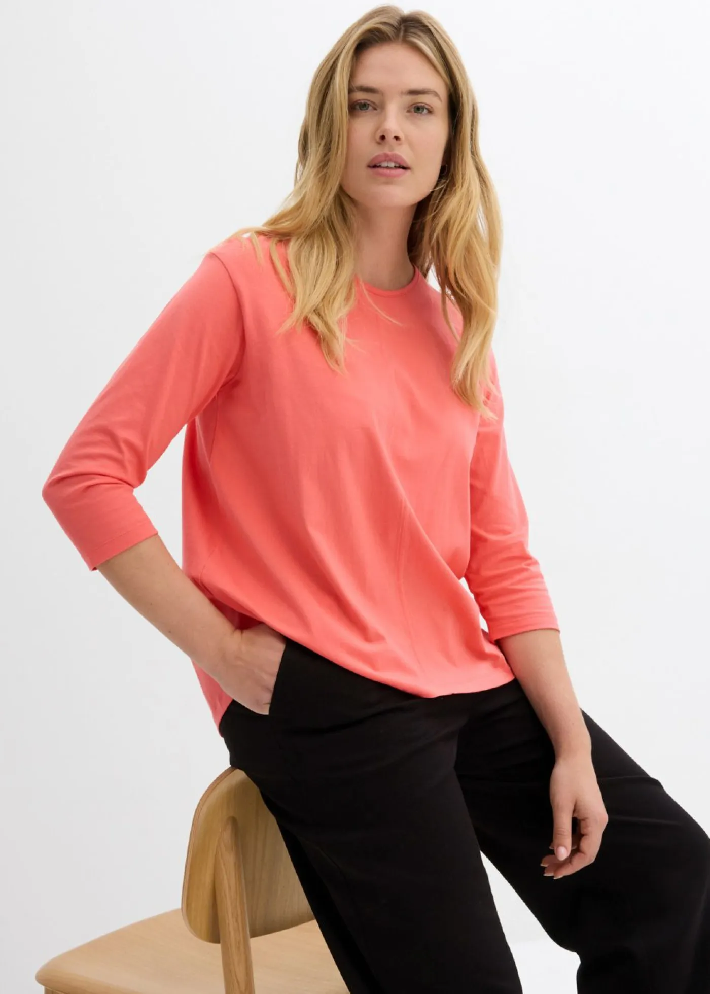 bonprix bonprix Camisetas>Camiseta tipo boxy de algodón orgánico Salmón claro