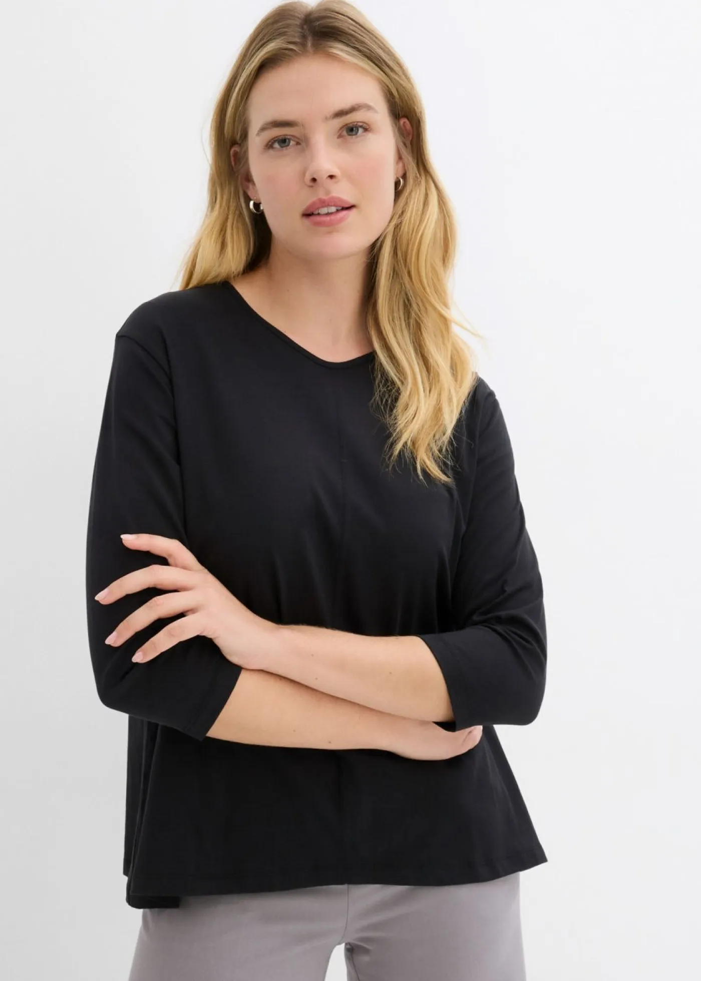 bonprix bonprix Camisetas>Camiseta tipo boxy de algodón orgánico Negro