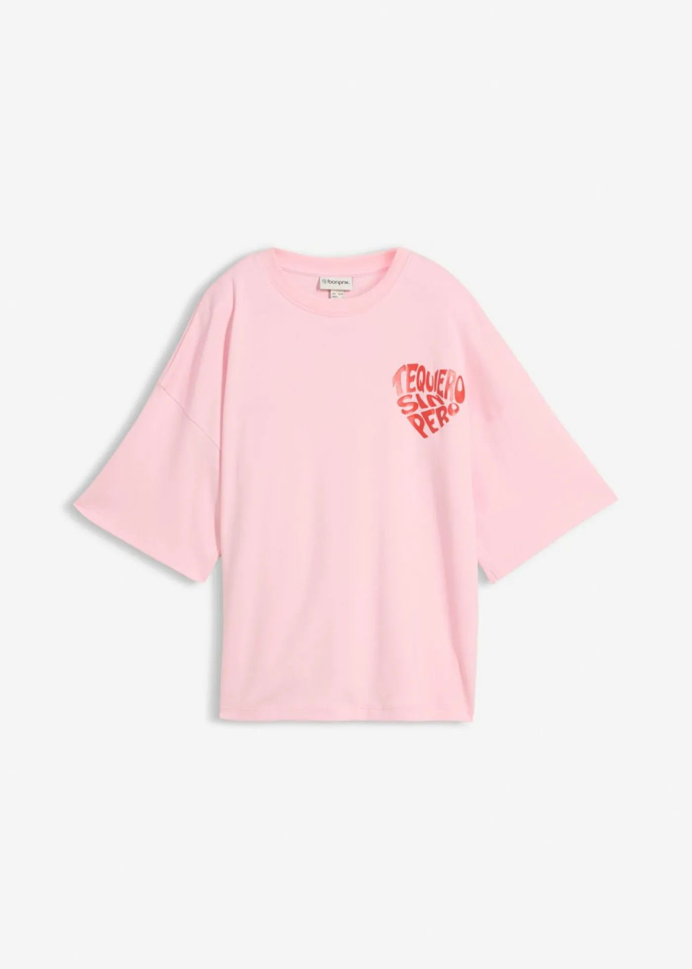 bonprix bonprix Camisetas>Camiseta tipo boxy de algodón grueso rosa cristal-fresa