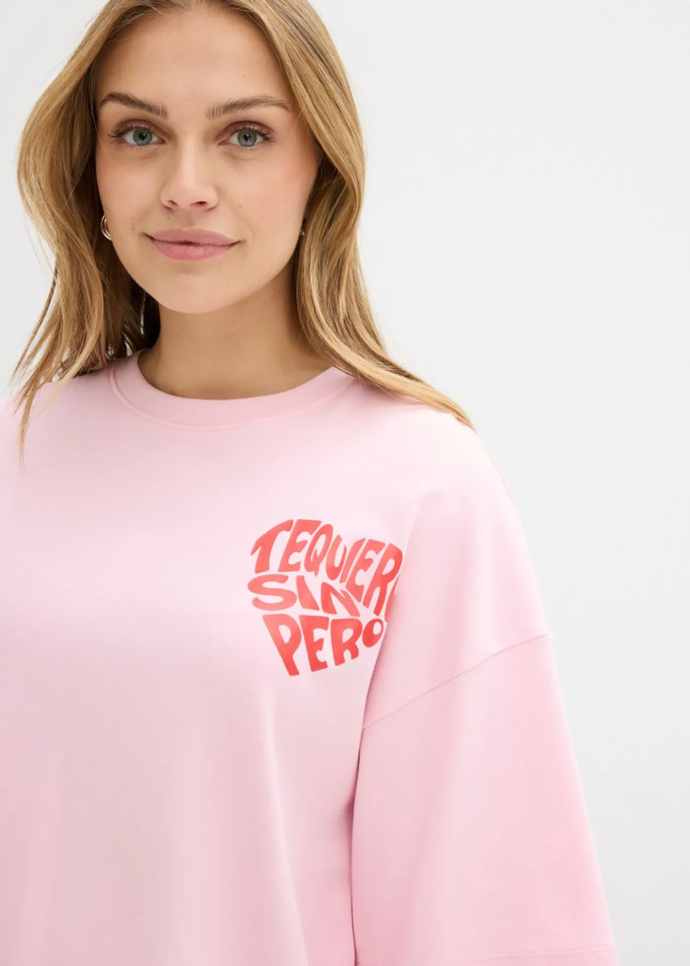 bonprix bonprix Camisetas>Camiseta tipo boxy de algodón grueso rosa cristal-fresa