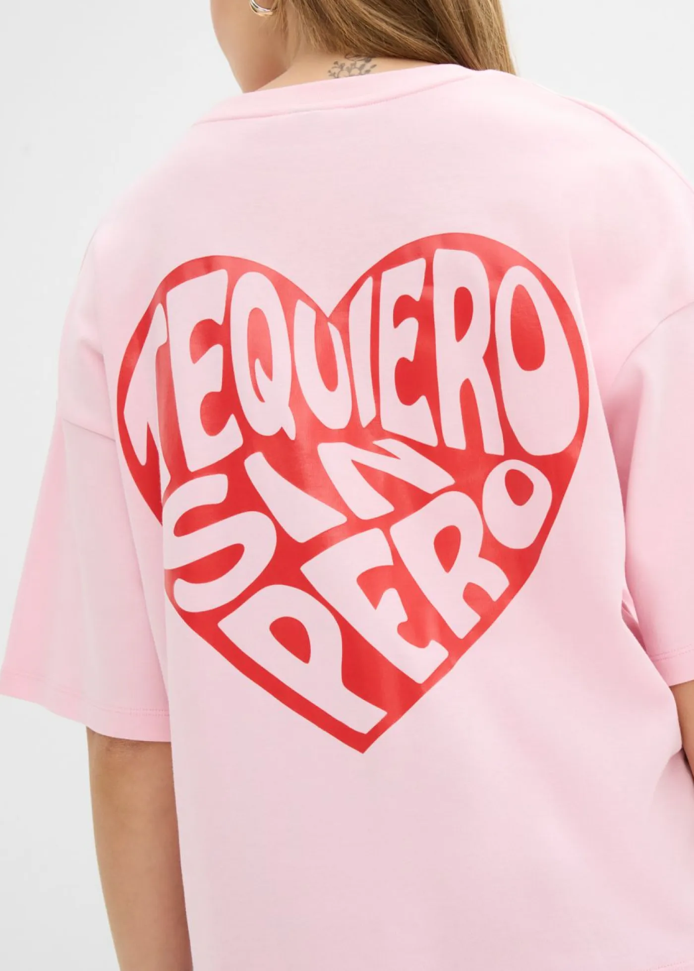 bonprix bonprix Camisetas>Camiseta tipo boxy de algodón grueso rosa cristal-fresa