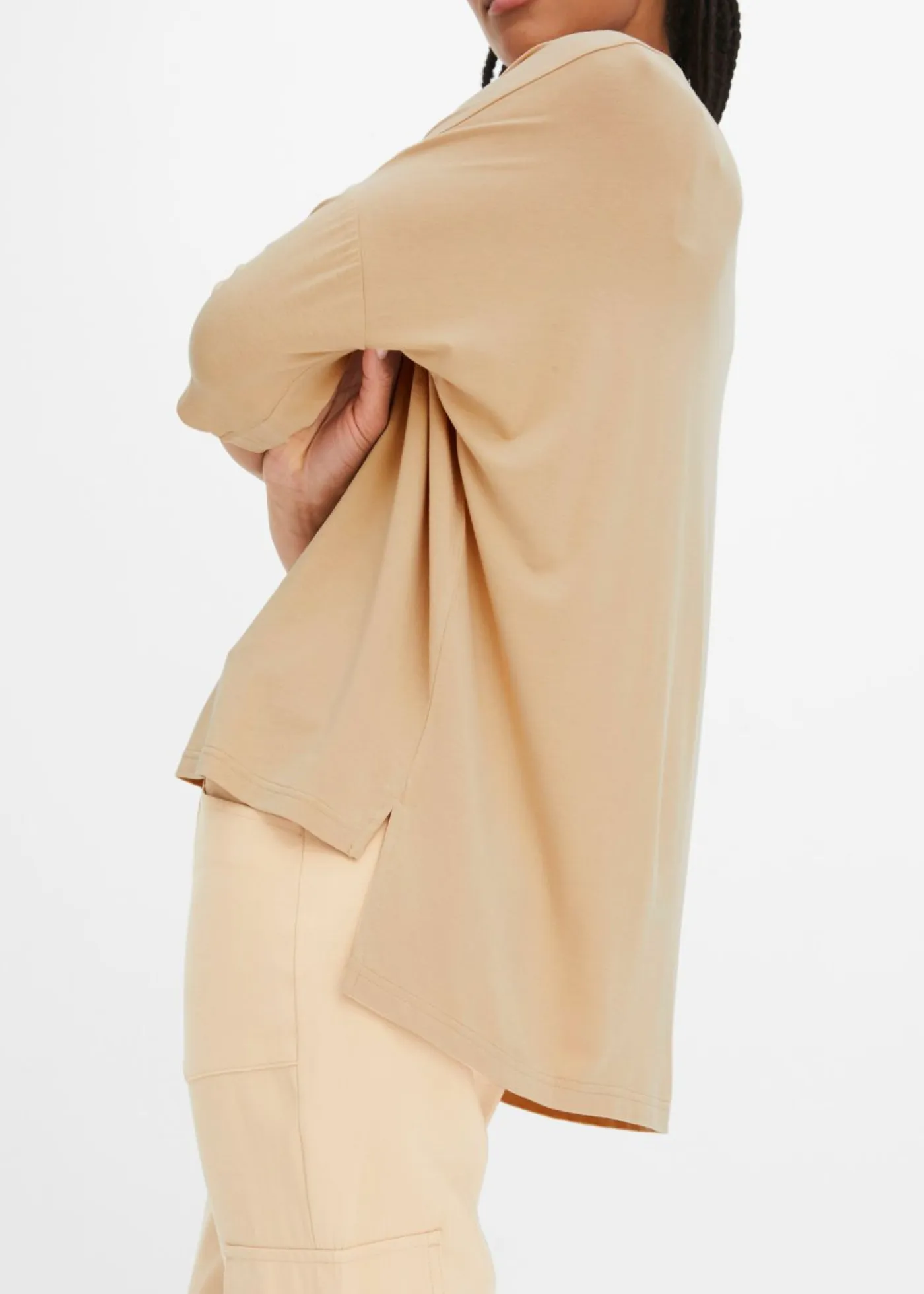 bonprix bonprix Camisetas|Novedades>Camiseta tipo boxy de mezcla de viscosa suave Café con leche