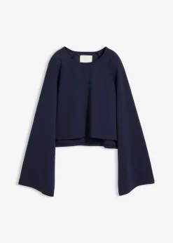 bonprix bonprix Esenciales|Camisetas>Camiseta tipo capa de manga larga Azul marino