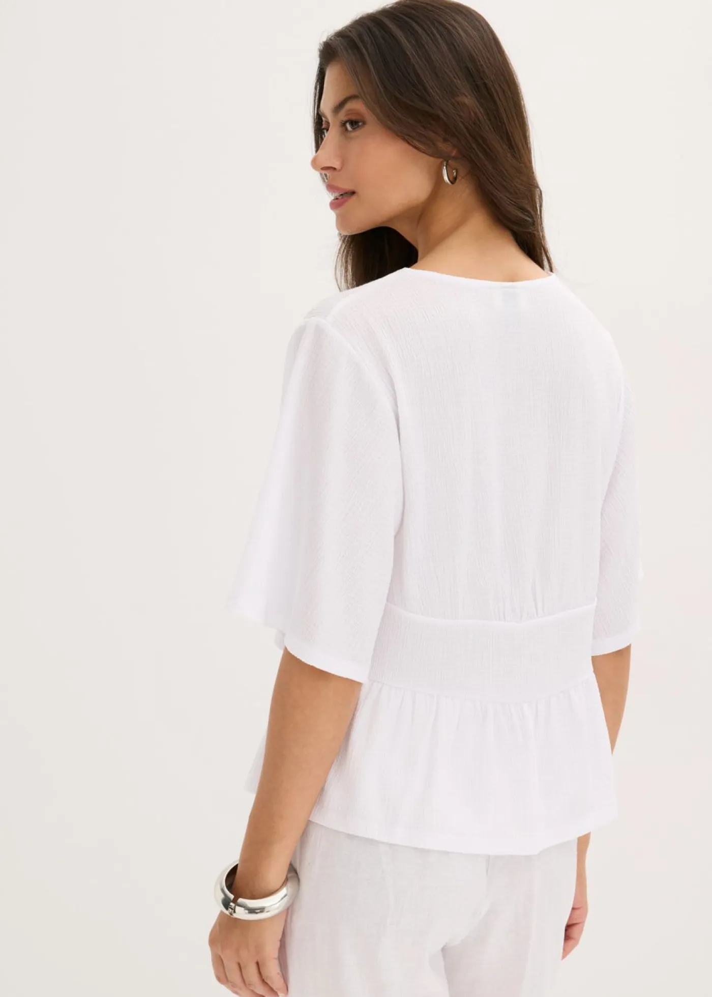 bonprix bonprix Camisetas>Camiseta tipo túnica con encaje Blanco