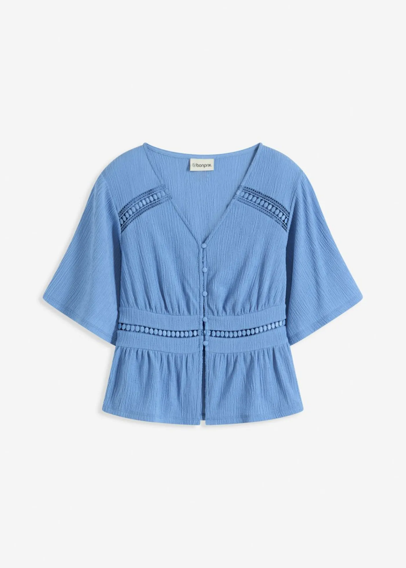 bonprix bonprix Camisetas>Camiseta tipo túnica con encaje azul provenzal