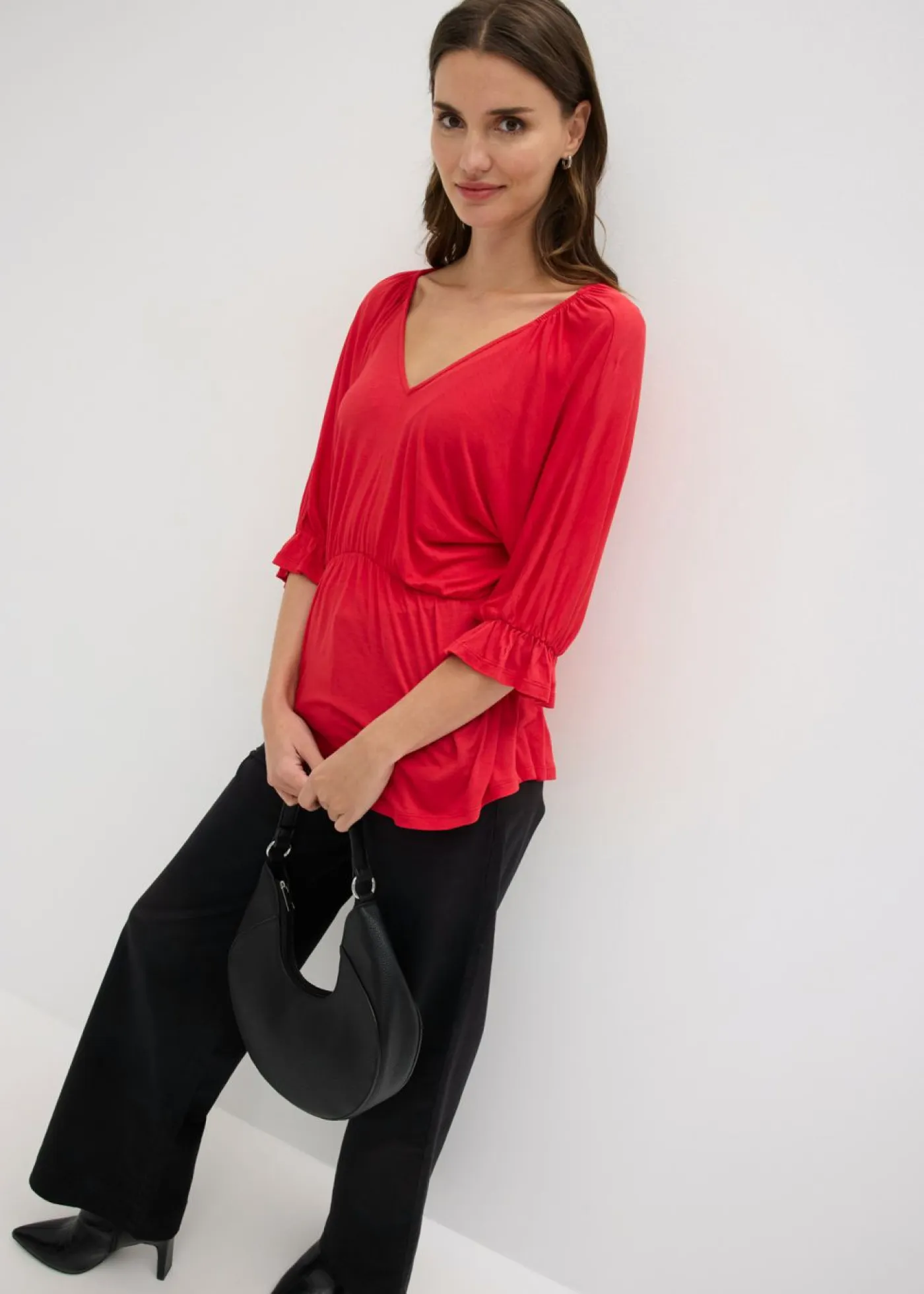 bonprix bonprix Camisetas>Camiseta tipo túnica en mezcla de viscosa fresa