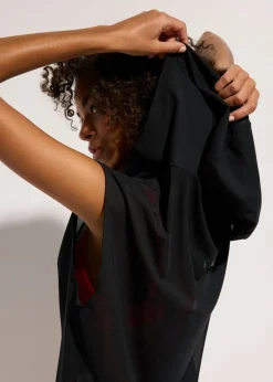 Mujer bonprix bonprix Camiseta transparente con capucha para la playa