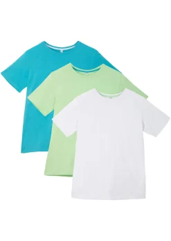 bonprix bonprix Ropa 2 A 9 Años·Multipack|Ropa 2 A 9 Años·Camisetas>Camiseta (3 unidades) de algodón puro Agua oscuro + menta suave + blanco