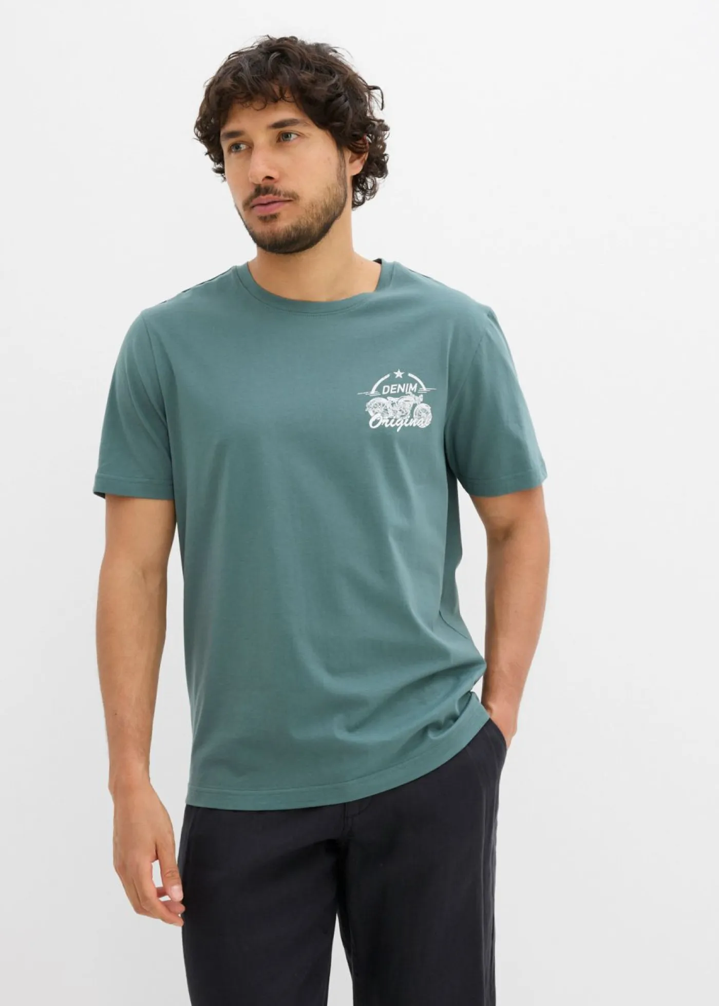 bonprix bonprix Camisetas Y Polos>Camiseta (2 unidades) de algodón puro azul marino+verde grisáceo