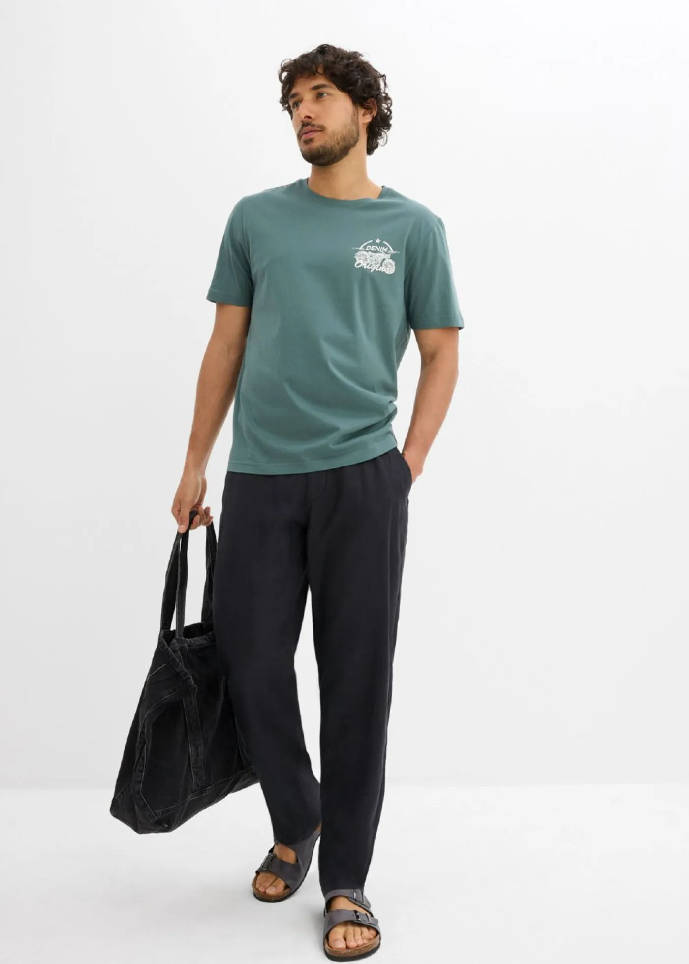 bonprix bonprix Camisetas Y Polos>Camiseta (2 unidades) de algodón puro azul marino+verde grisáceo