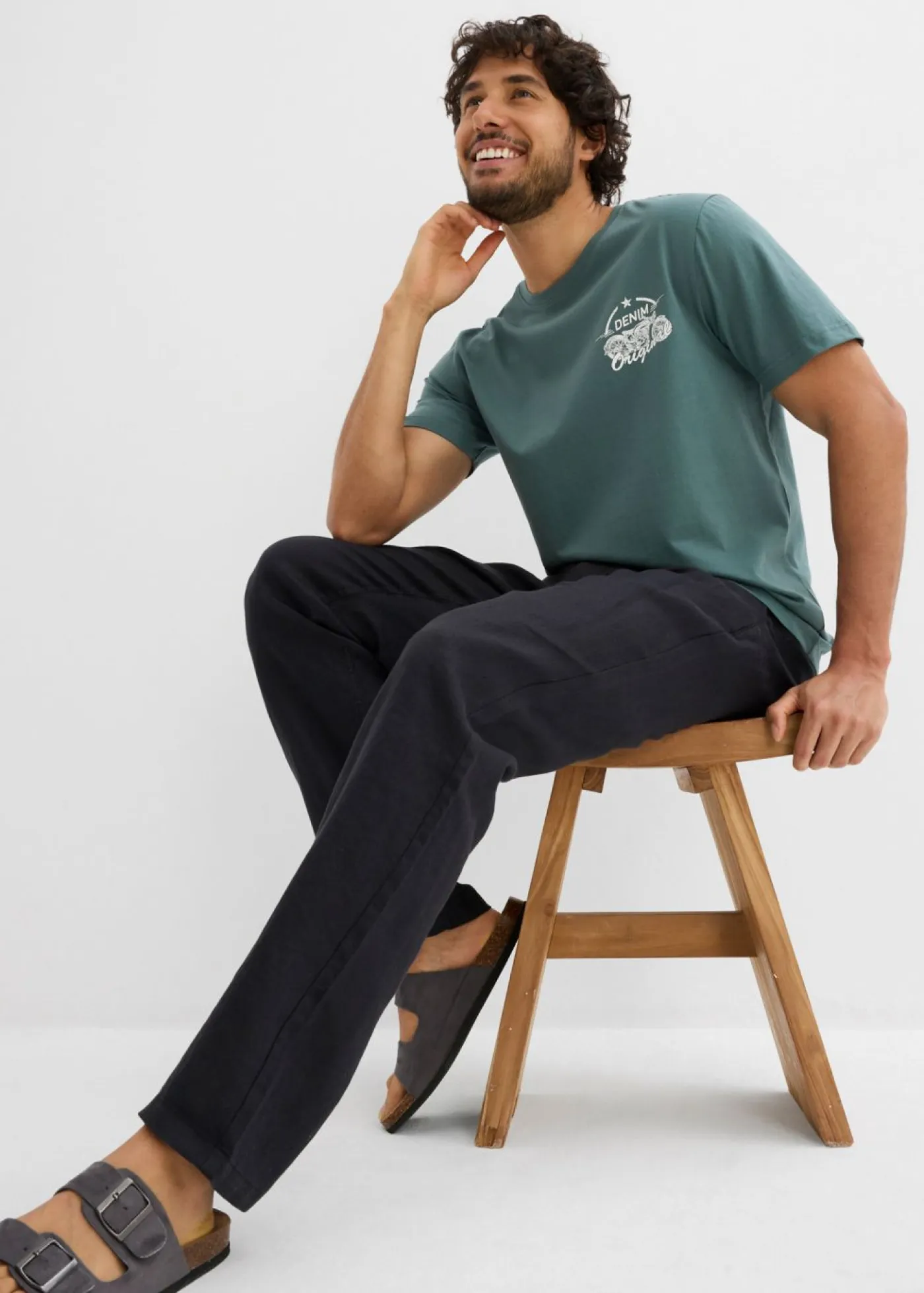 bonprix bonprix Camisetas Y Polos>Camiseta (2 unidades) de algodón puro azul marino+verde grisáceo