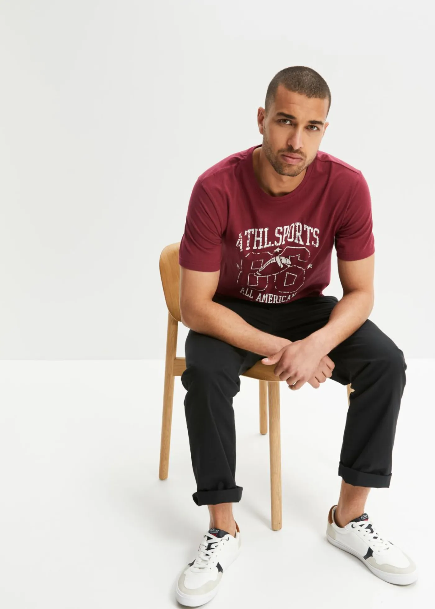 bonprix bonprix Camisetas Y Polos|Novedades>Camiseta (2 unidades) de corte regular Burdeos+verde sombra estampado