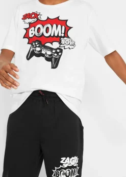 Niños bonprix bonprix Camiseta y bermudas de punto (2 piezas) de algodón orgánico puro