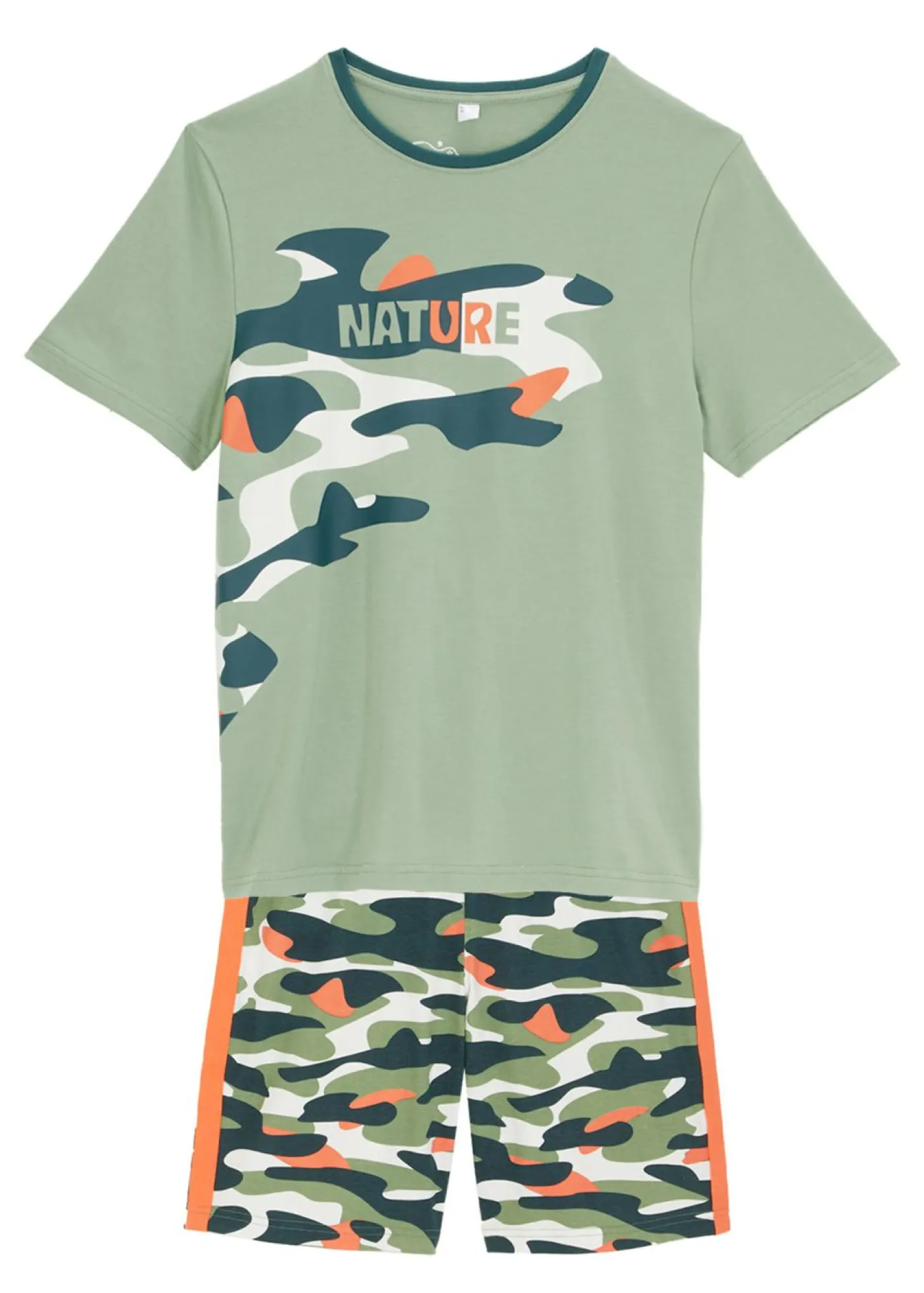 bonprix bonprix Ropa 2 A 9 Años·Pantalones Cortos|Ropa 2 A 9 Años·Camisetas>Camiseta y pantalón corto de algodón puro (conjunto de 2 piezas) Verde pino con estampado gráfico