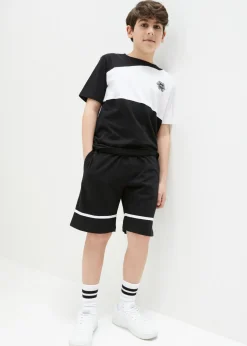 bonprix bonprix Ropa 9 A 16 Años·Camisetas|Ropa 9 A 16 Años·Shorts>Camiseta y pantalón corto (2 piezas) Blanco-negro