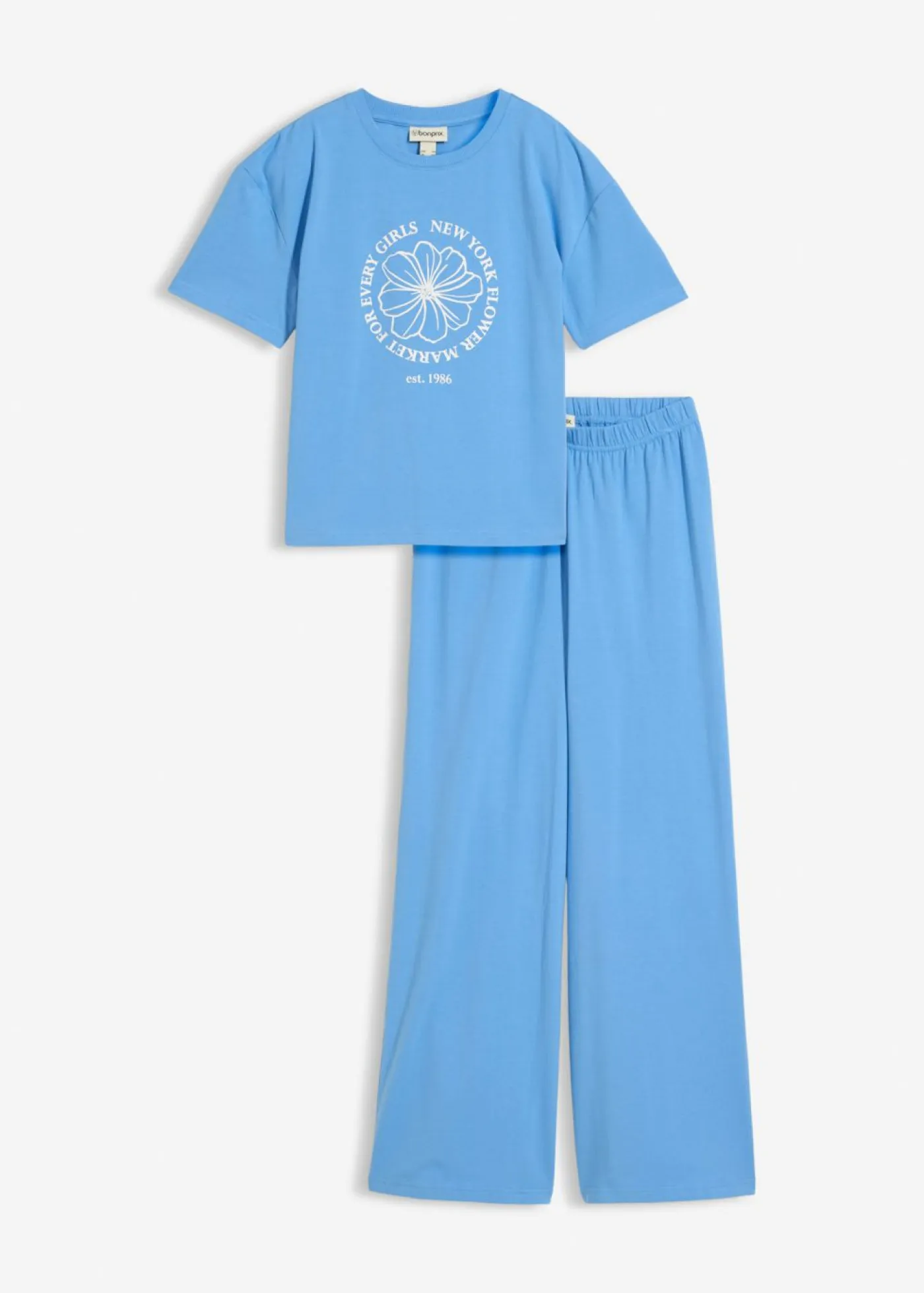 Niños bonprix bonprix Camiseta y pantalón de punto (2 piezas) de mezcla de algodón elástico