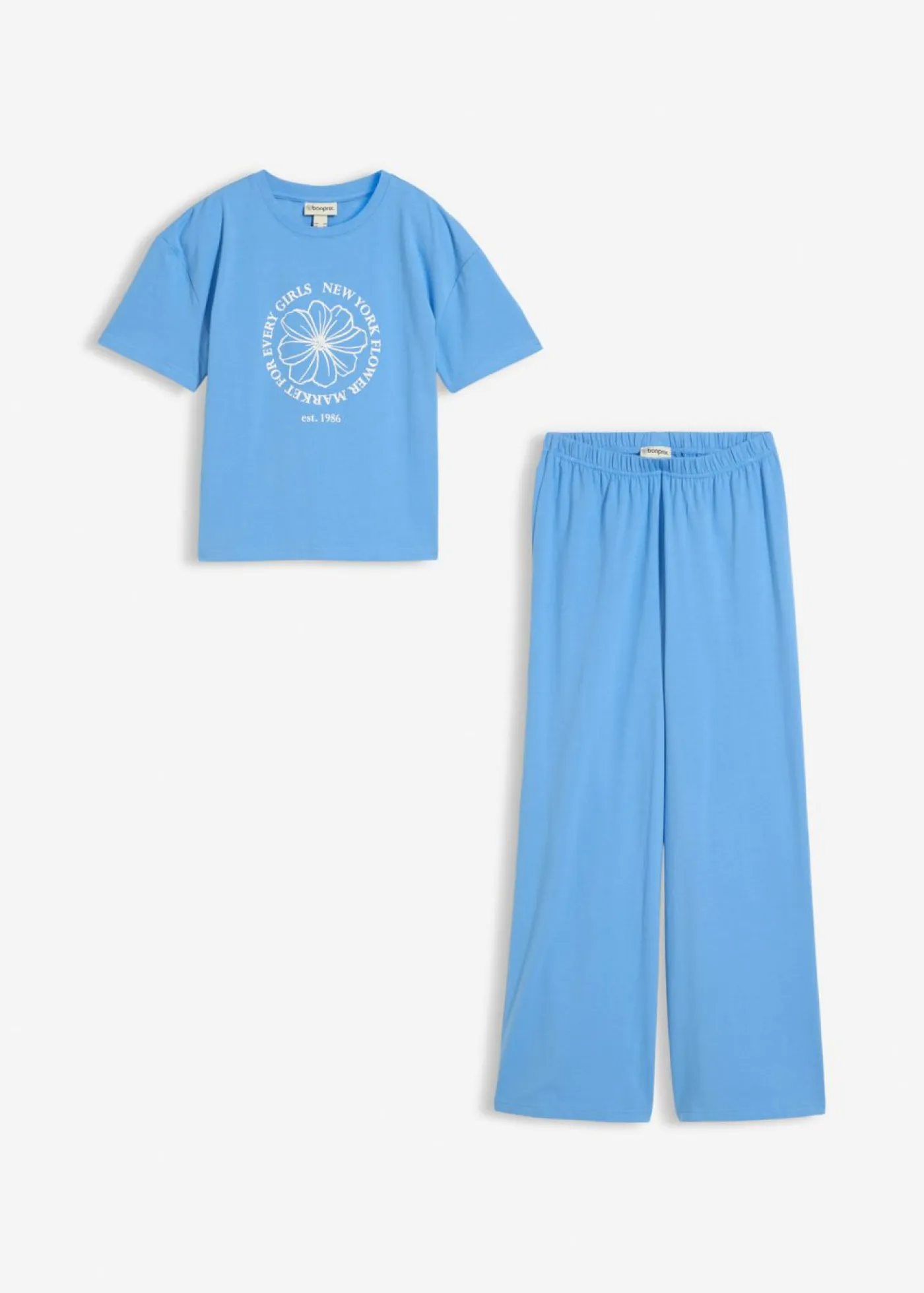 Niños bonprix bonprix Camiseta y pantalón de punto (2 piezas) de mezcla de algodón elástico