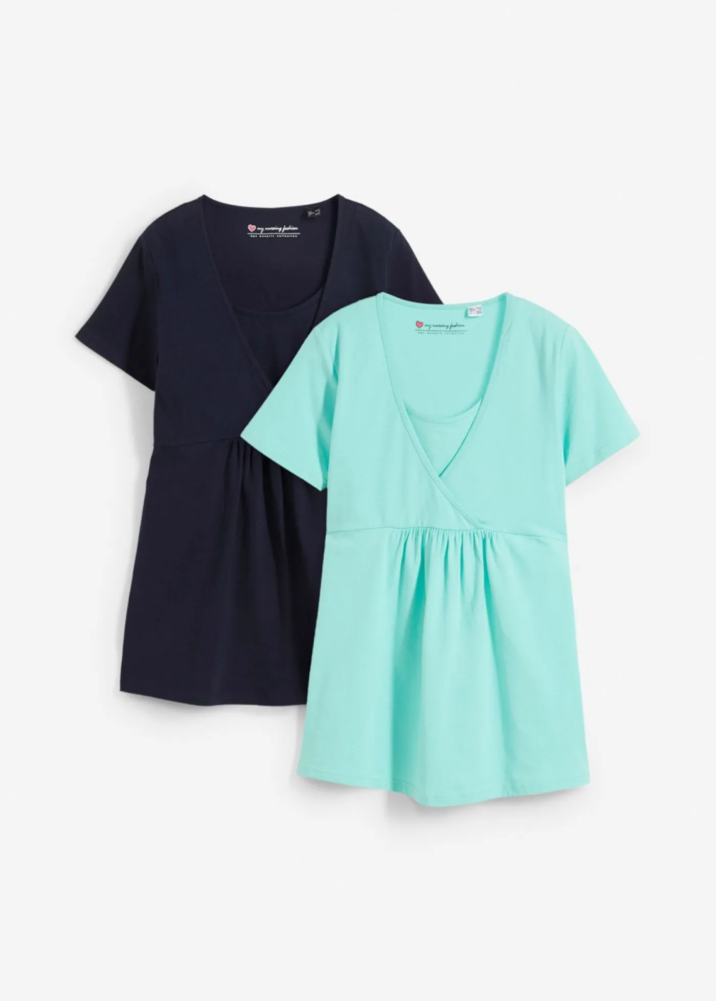 bonprix bonprix Premamá>Camisetas premamá y de lactancia 2 en 1 (2 unidades) Azul marino + mentol