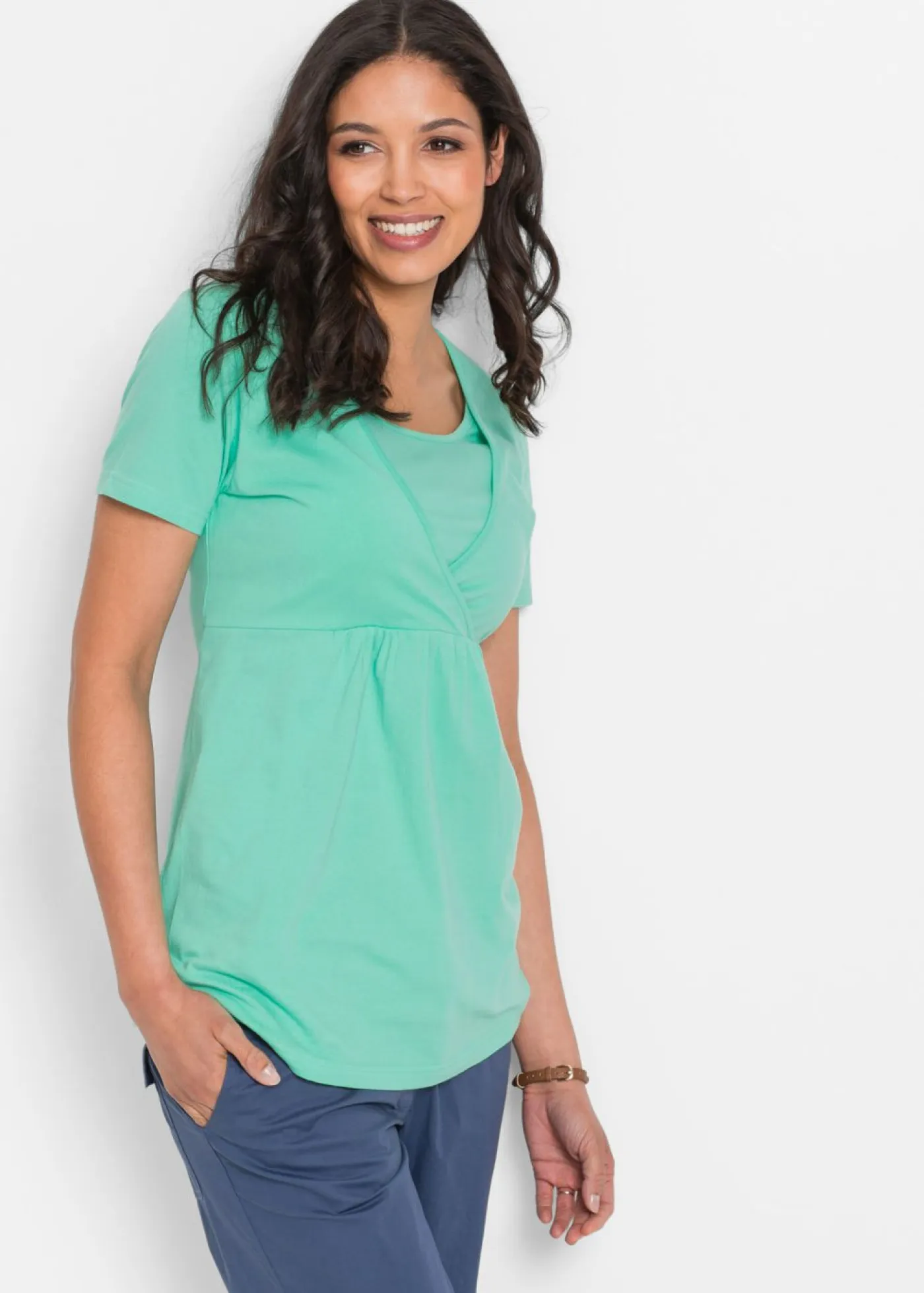 bonprix bonprix Premamá>Camisetas premamá y de lactancia 2 en 1 (2 unidades) Azul marino + mentol