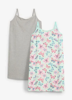bonprix bonprix Multipack|Niña·Pijamas>Camisón con algodón orgánico suave (2 unidades) gris claro jaspeado+menta pastel