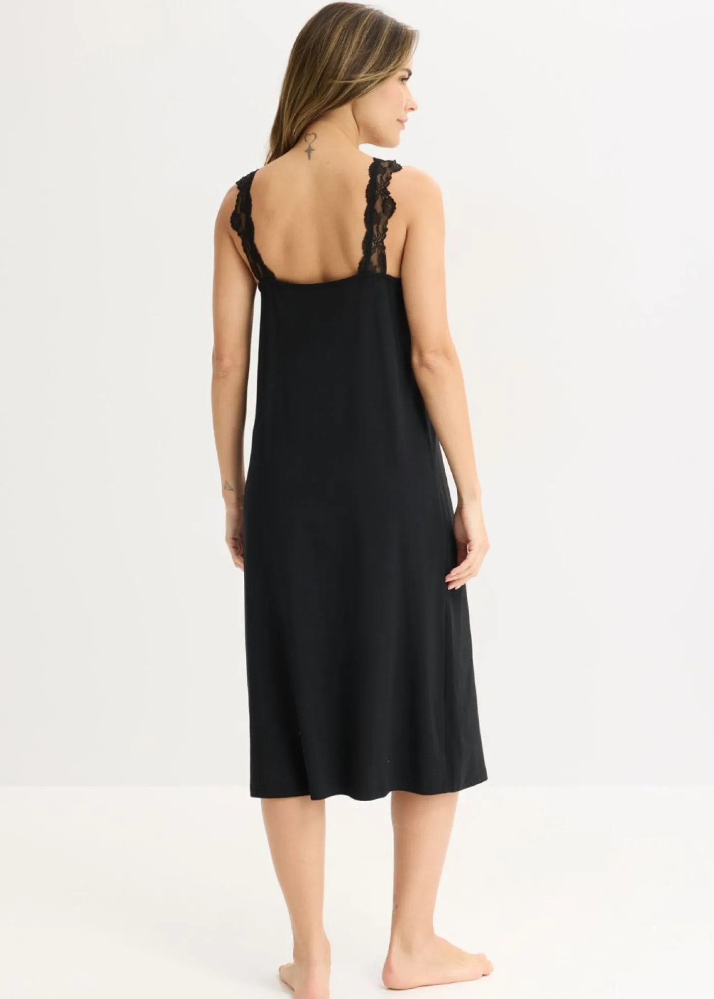 bonprix bonprix Ropa Para Dormir>Camisón con encaje Negro