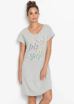 bonprix bonprix Ropa Para Dormir|Novedades>Camisón corto Gris claro jaspeado estampado