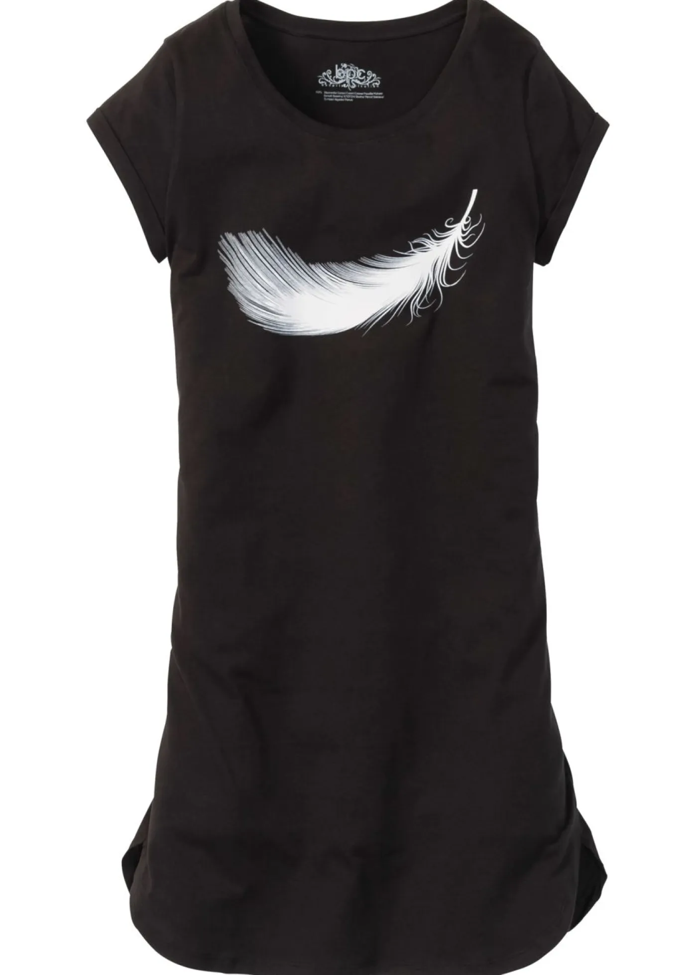 bonprix bonprix Ropa Para Dormir>Camisón corto de algodón orgánico puro Negro estampado