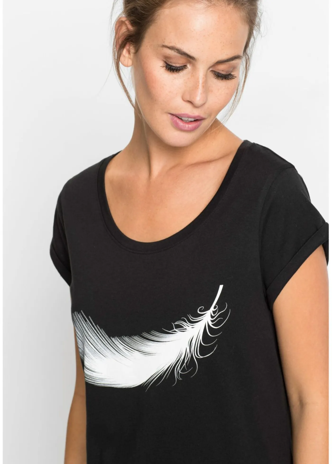 bonprix bonprix Ropa Para Dormir>Camisón corto de algodón orgánico puro Negro estampado