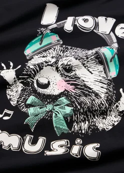 bonprix bonprix Ropa Para Dormir|Novedades>Camisón corto de algodón orgánico puro Negro estampado