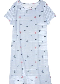 bonprix bonprix Ropa Para Dormir>Camisón corto de algodón puro azul perla con rayas