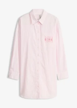 bonprix bonprix Ropa Para Dormir>Camisón holgado de algodón puro rosa cristal con rayas
